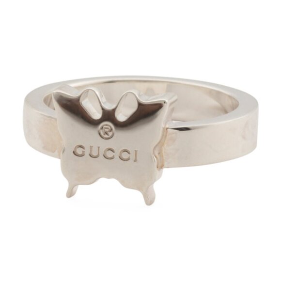 GUCCI Made In Italy Sterling Silver Trademark Butterfly Ring - Picture 1 of 2